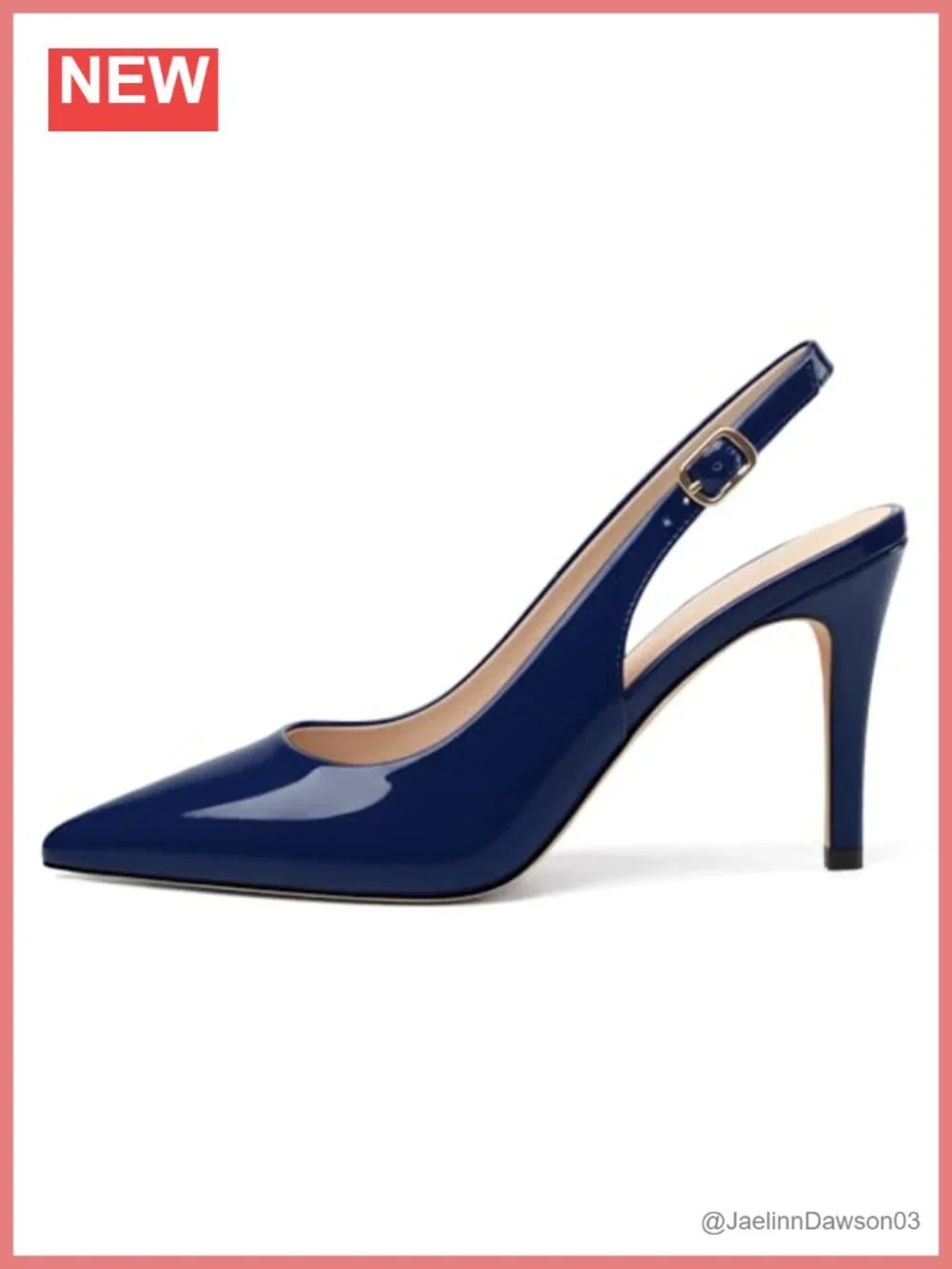 Patent Leather Slingback Heels, Closed Toe Stiletto Pumps 3.5-inch
